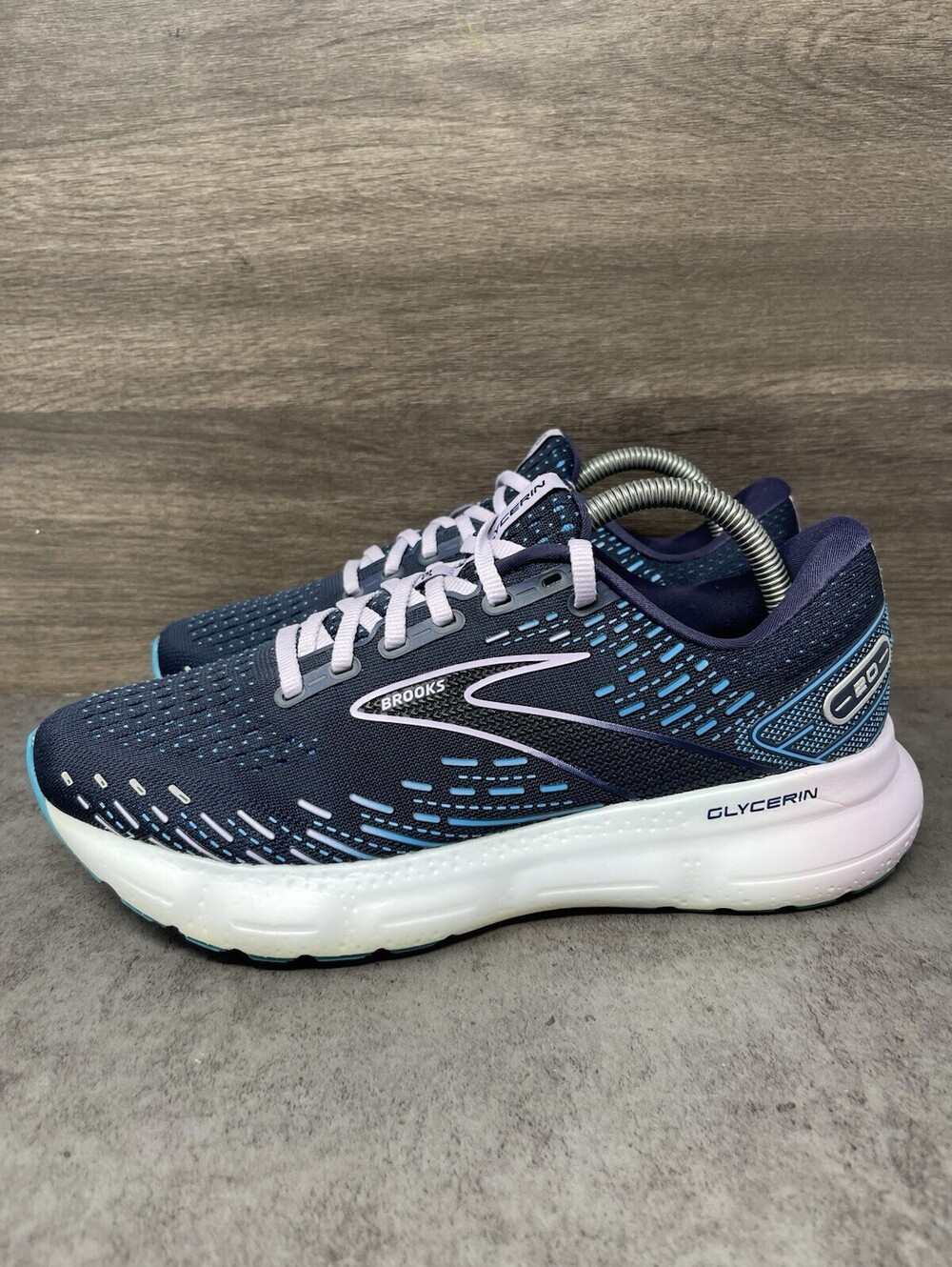 Brooks Glycerin 20 Size 9 Womens Wide Navy Blue DNA LOFT v3 Running Shoes